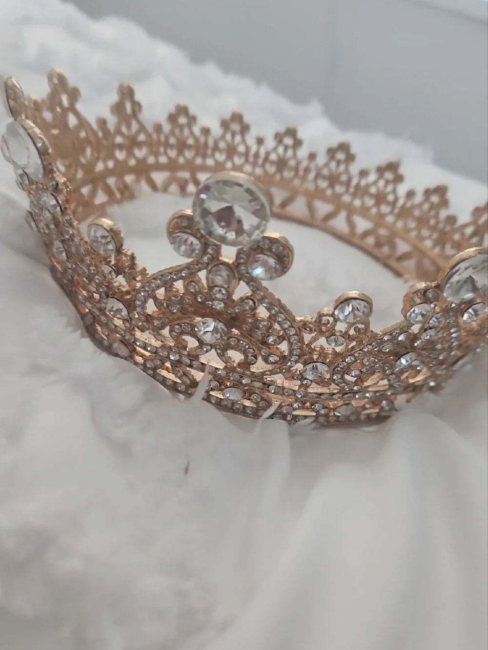 Crystal Accent Gold Tiara Crown for Women